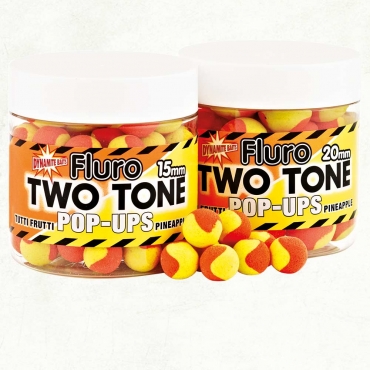 Dynamite Baits Fluro Two Tone 15mm Pop-Ups Tutti Frutti & Pineapple